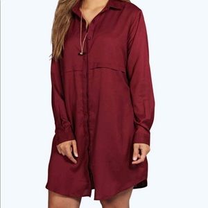 Plus size maroon button down dress